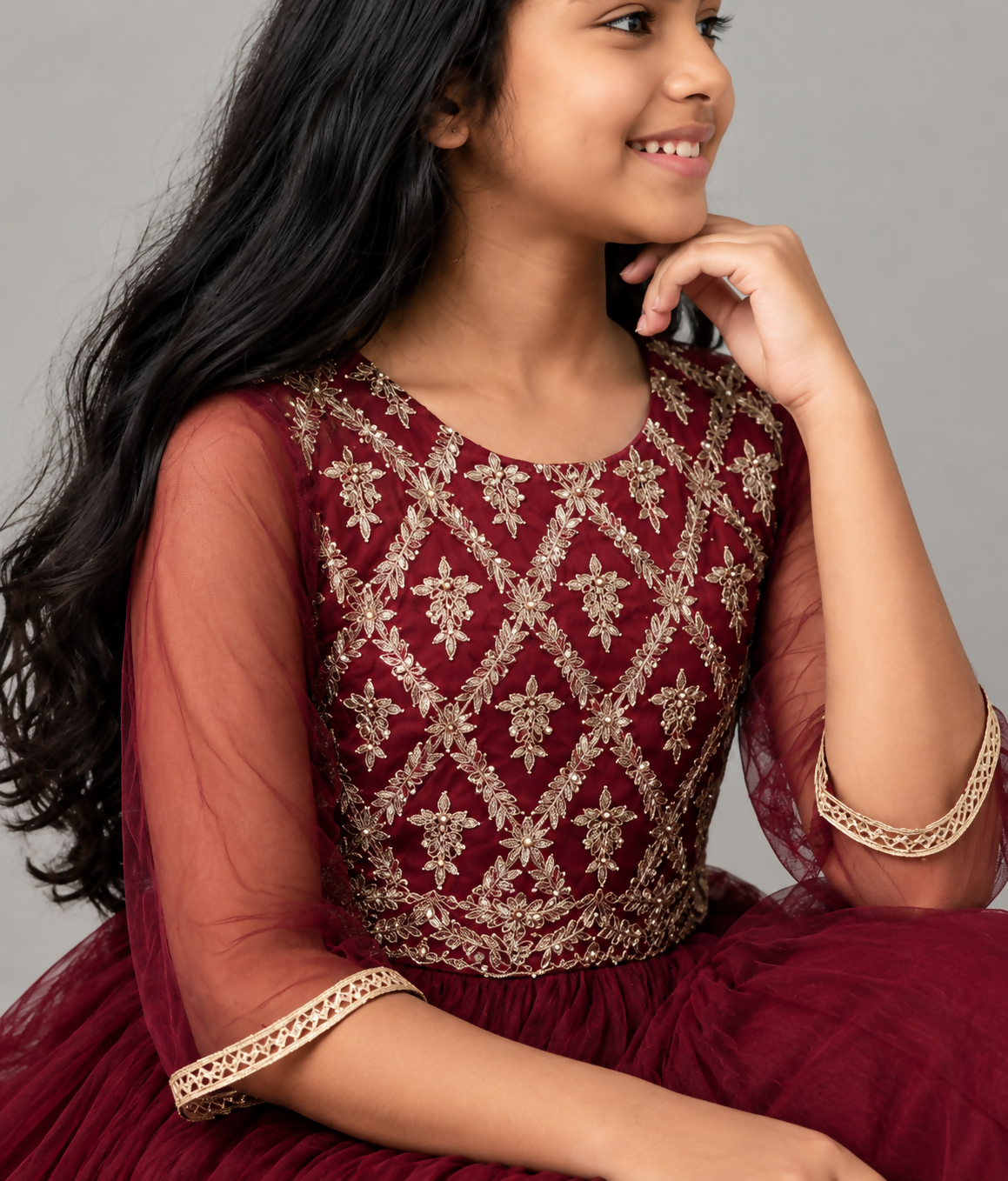 Maroon Maxi | Kids | Girls Skirts & Dresses | 7 to 10 Years | Medium | Worn Once