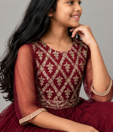 Maroon Maxi | Kids | Girls Skirts & Dresses | 7 to 10 Years | Medium | Worn Once