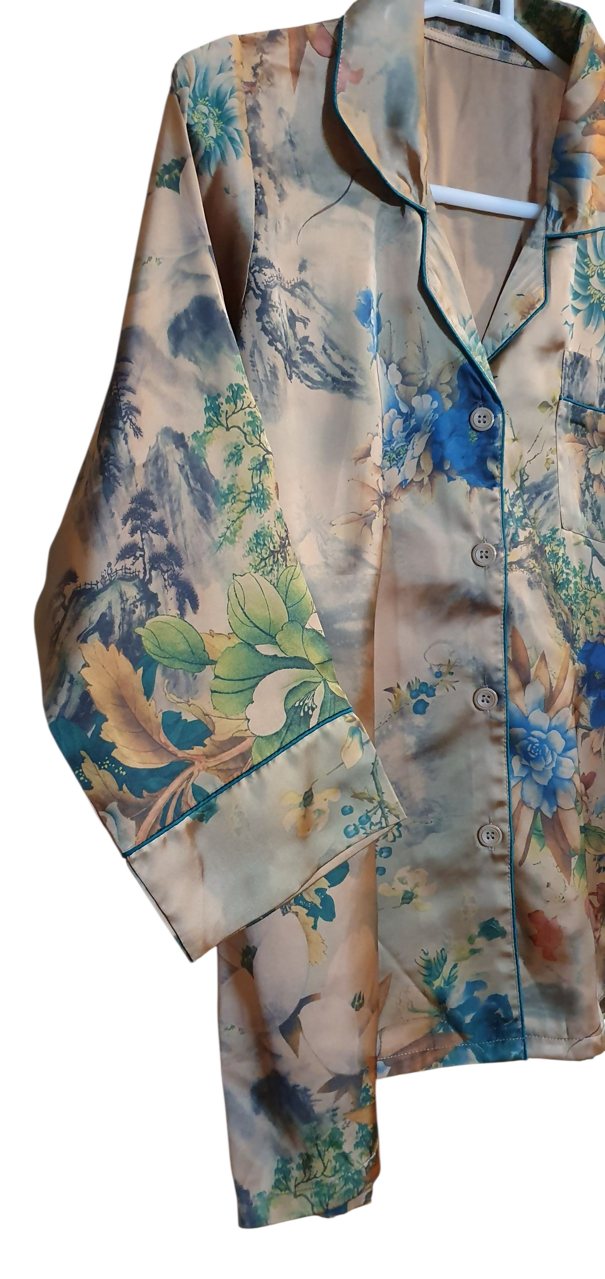 Brown Silk PJ Set | Women PJ Set | Women Loungewear & Sleepwear | Large | New