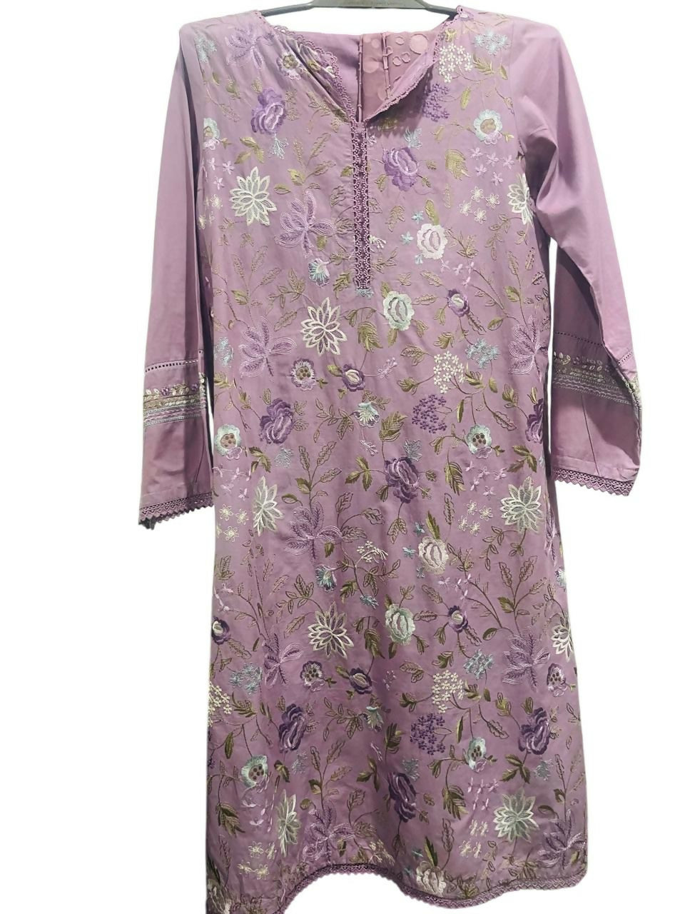 3PC Stitched Embroidered Suit | Women Locally Made Kurta | Small | Preloved