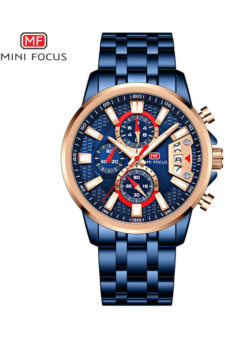 Buy Mini Focus Blue Stainless Steel Blue Dial Quartz Watch for Gents- MF0352G-03 in Pakistan