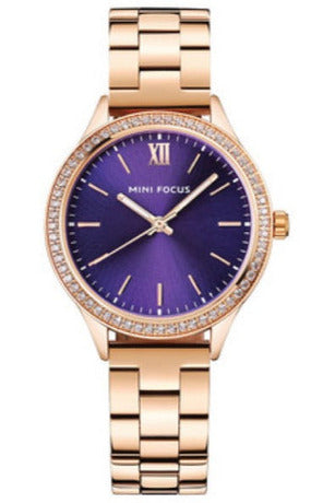 Buy Mini Focus Rose Gold Stainless Steel Purple Dial Quartz Watch for Ladies- MF 43L.05 RG-P-ST in Pakistan