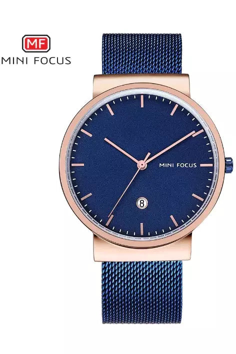Buy Mini Focus Blue Stainless Steel Mesh Blue Dial Quartz Watch for Gents- MF0184G-4 RG-BLU-ST in Pakistan
