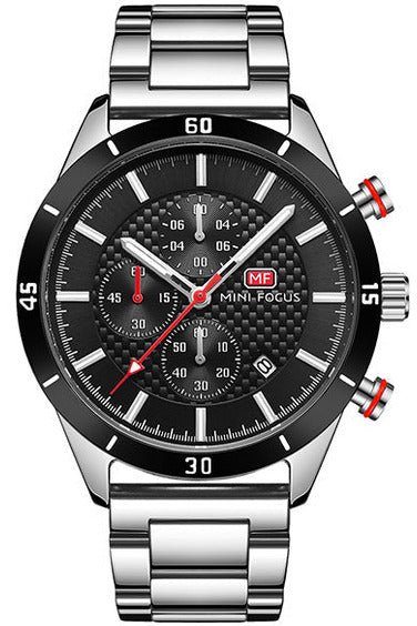 Buy Mini Focus Silver Stainless Steel Black 44 mm Dial Quartz Gents Chronograph Watch- MF0283G-04 in Pakistan