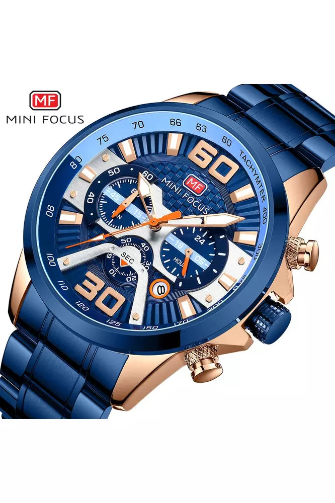 Buy Mini Focus  Blue Stainless Steel Blue Dial Quartz Watch for Gents- MF0336G-02 in Pakistan