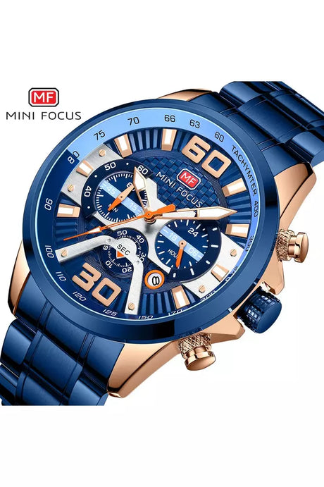 Buy Mini Focus  Blue Stainless Steel Blue Dial Quartz Watch for Gents- MF0336G-02 in Pakistan
