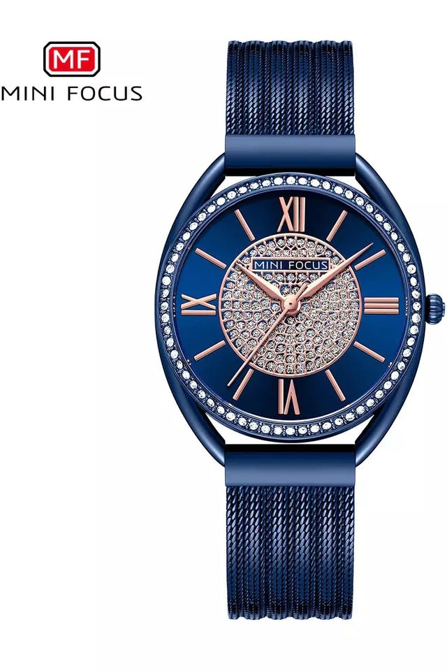 Buy Mini Focus  Blue Stainless Steel Mesh Blue Dial Japanese Watch for Ladies- MF0425L-04 in Pakistan