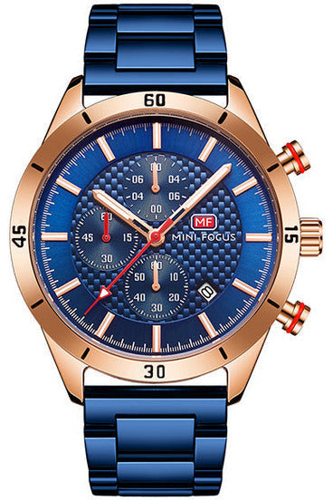 Buy Mini Focus Blue Stainless Steel Blue 44 mm Dial Quartz Gents Chronograph Watch- MF0283G-02 in Pakistan