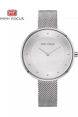 Buy Mini Focus Silver Stainless Steel Mesh Silver Dial Quartz Watch for Ladies- MF0179L-02 in Pakistan