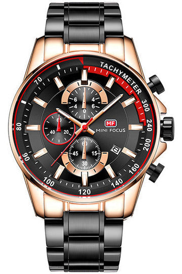 Buy Mini Focus Black Stainless Steel Black 46 mm Dial Quartz Gents Chronograph Watch- MF0218G-02 in Pakistan