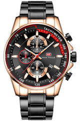 Buy Mini Focus Black Stainless Steel Black 46 mm Dial Quartz Gents Chronograph Watch- MF0218G-02 in Pakistan