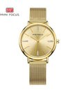Buy Mini Focus  Golden Stainless Steel Mesh Golden Dial Quartz Watch for Ladies- MF0036L-01 in Pakistan