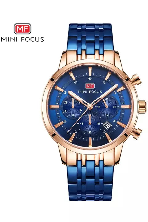 Buy Mini Focus Blue Stainless Steel Blue Dial Quartz Watch for Gents- MF0282G-02 in Pakistan