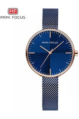 Buy Mini Focus Blue Stainless Steel Mesh Blue Dial Quartz Watch for Ladies- MF0275L-04 in Pakistan