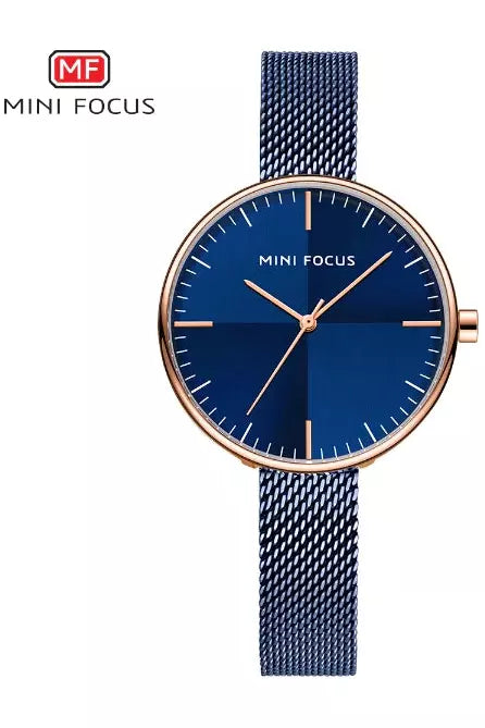 Buy Mini Focus Blue Stainless Steel Mesh Blue Dial Quartz Watch for Ladies- MF0275L-04 in Pakistan