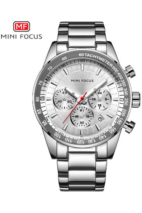 Buy Mini Focus Silver Stainless Steel Silver Dial Quartz Watch for Gents- MF0187G-02 in Pakistan