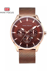 Buy Mini Focus Brown Stainless Steel Mesh Brown Dial Quartz Watch for Gents- MF0178G-01 in Pakistan