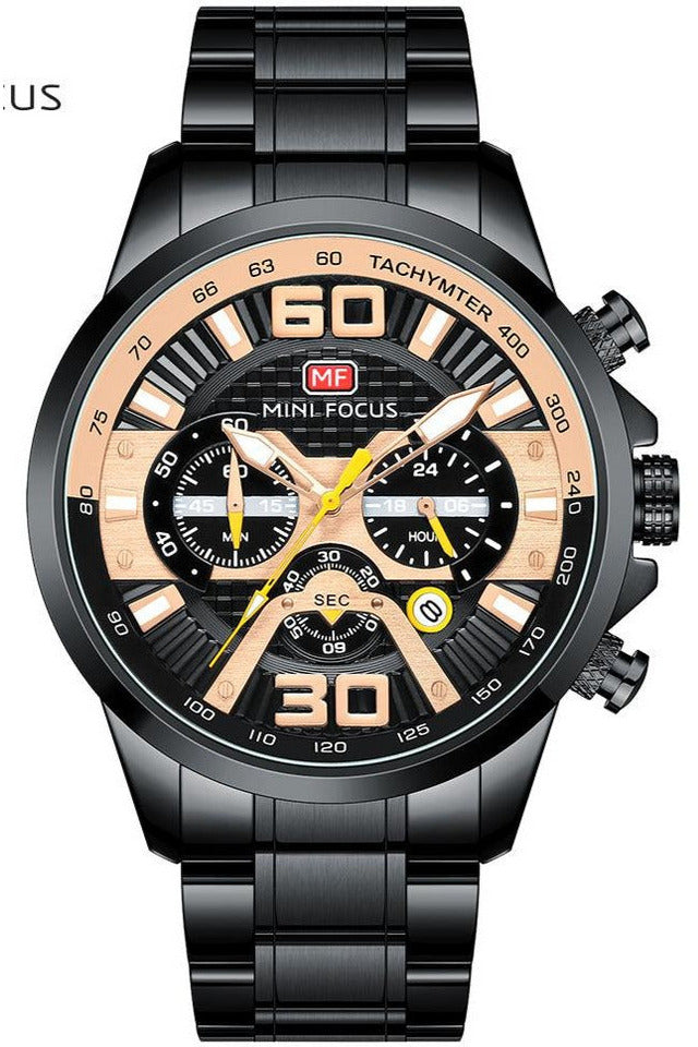 Buy Mini Focus  Black Stainless Steel Black Dial Quartz Watch for Gents- MF0336G-05 in Pakistan