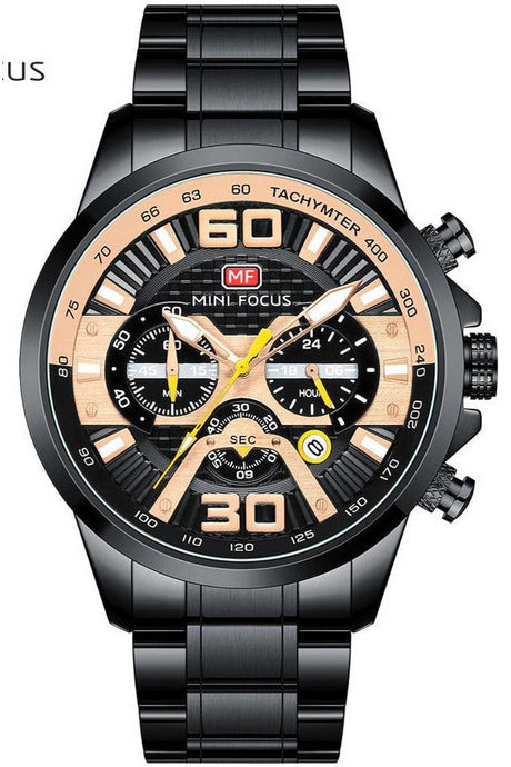 Buy Mini Focus  Black Stainless Steel Black Dial Quartz Watch for Gents- MF0336G-05 in Pakistan