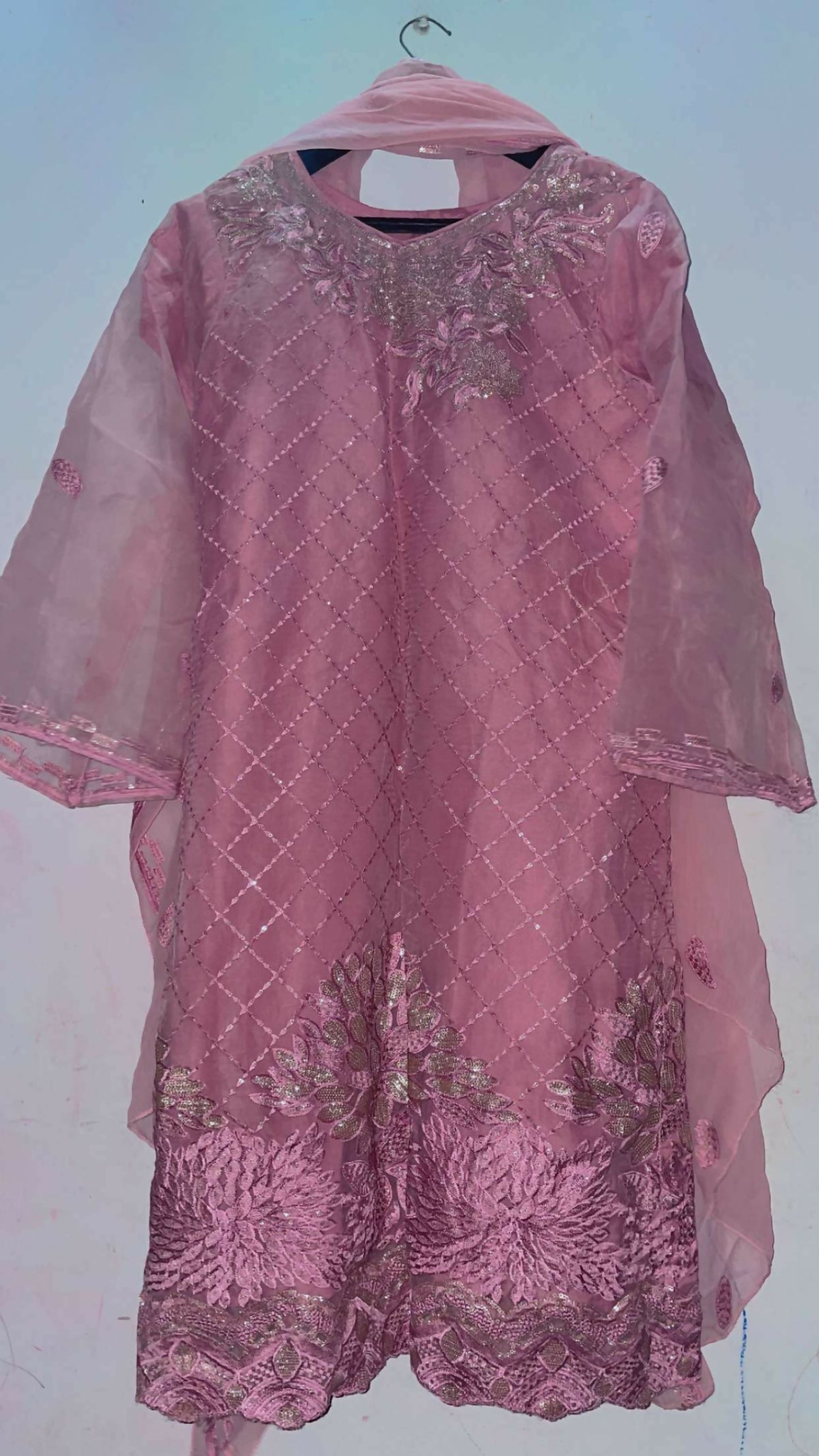 3Pcs Embroided Suit | Women Locally Made Formals | Large | Pink | Preloved