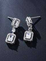 Buy SHEIN 1pair Chic Square Cubic Zirconia Decorated Drop Earrings For Women For Party Banquet Wedding in Pakistan