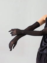 Buy SHEIN 1pair Transparent Black Fishnet Knit Net Gauze High Elasticity Fingerless Gloves For Ladies Party Dressing in Pakistan