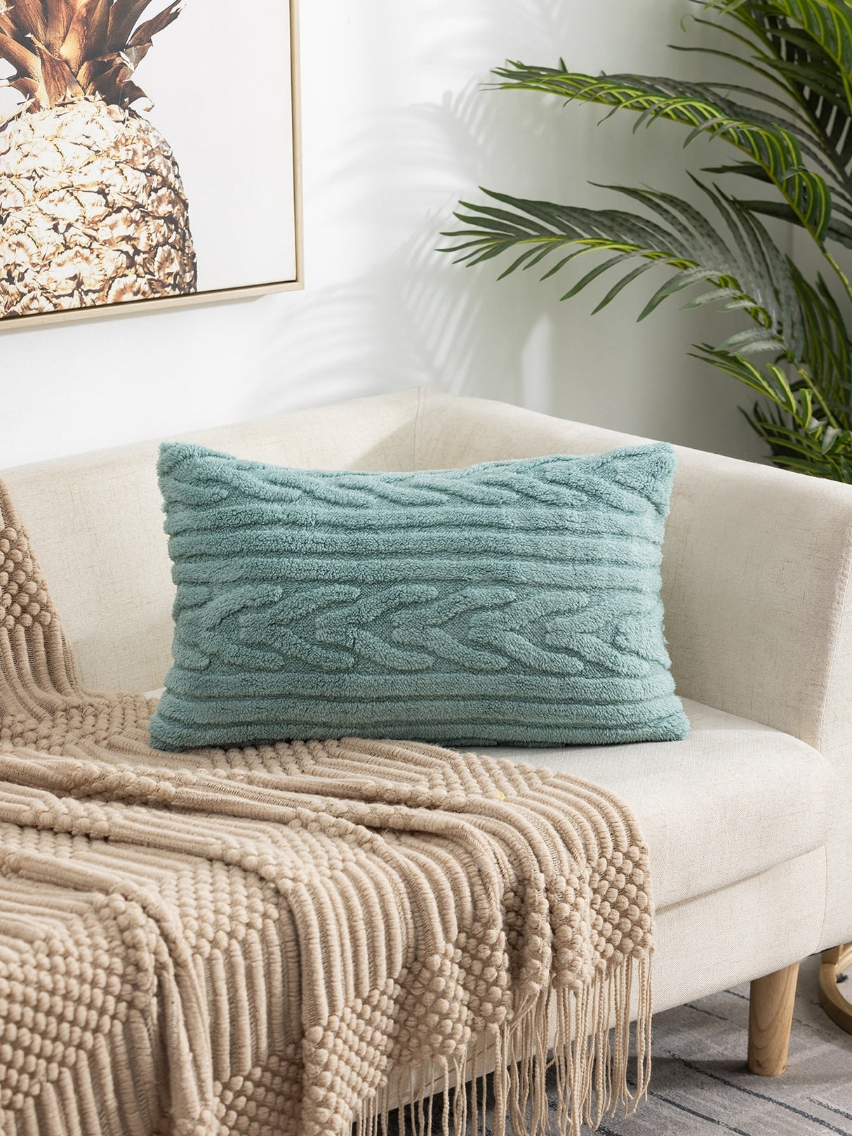 Buy SHEIN 1pc Plush Stripe Pillowcase in Pakistan
