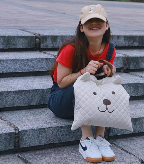 Buy SHEIN 1pc Quilted Diaper Bag With Embroidered Cartoon Bear Design, White, Portable Maternity Travel Bag With Detachable Shoulder Strap For Mommy in Pakistan
