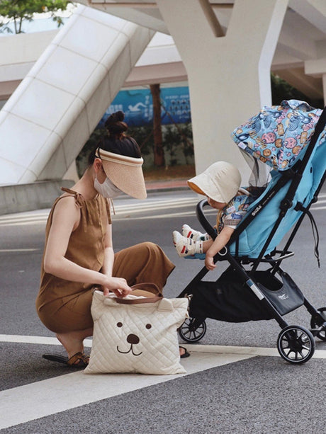 Buy SHEIN 1pc Quilted Diaper Bag With Embroidered Cartoon Bear Design, White, Portable Maternity Travel Bag With Detachable Shoulder Strap For Mommy in Pakistan