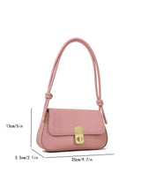 Buy 1pc Solid Color Pu Shoulder Bag With Metal Lock And Adjustable Strap in Pakistan
