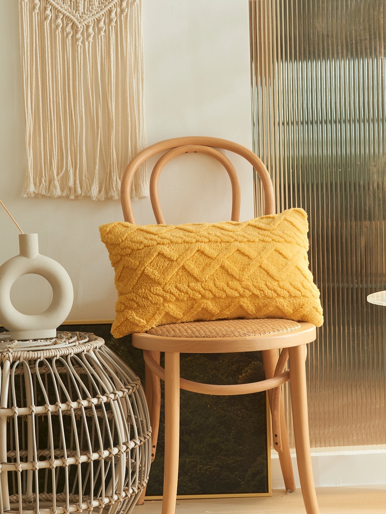 Buy SHEIN 1pc Tufted Cushion Cover Without Filler, Yellow Throw Pillow Case, Pillow Insert Not Include, For Sofa, Home Decor in Pakistan