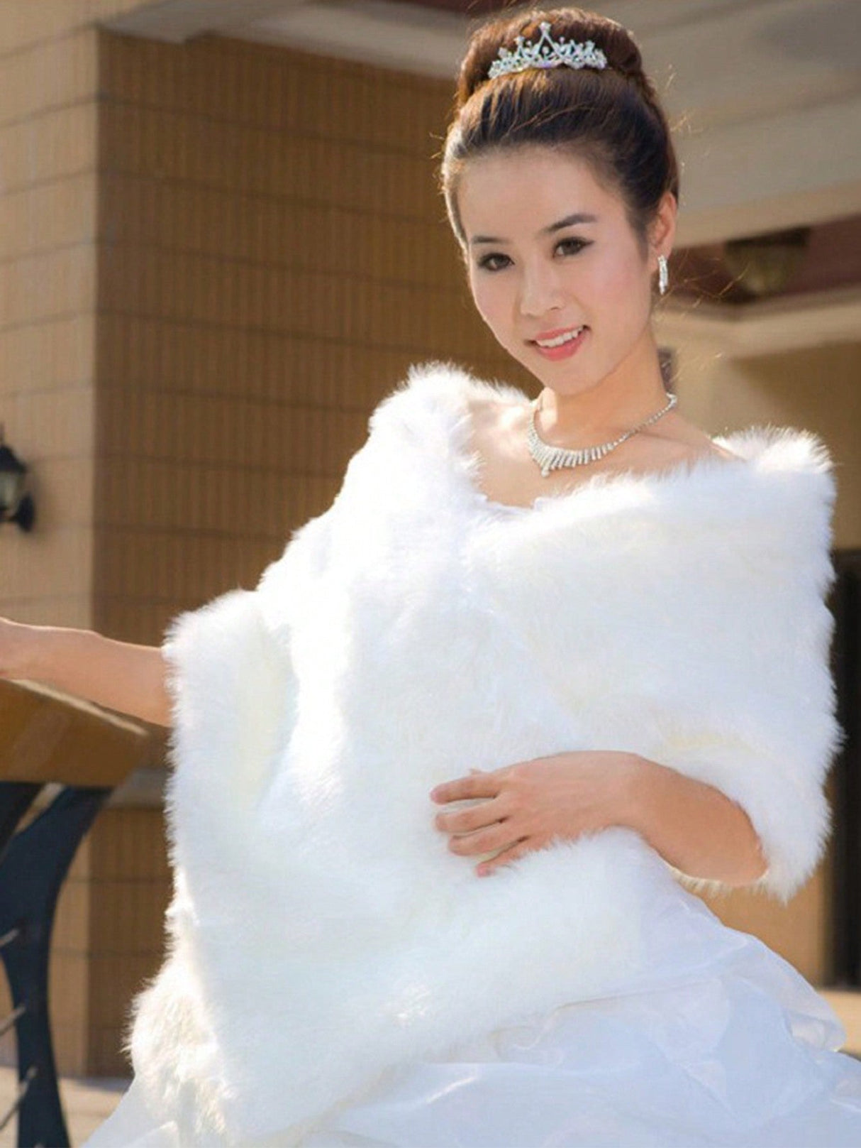Buy SHEIN 1pc Wedding White Long Shawl Bridal Cape Shawl For Wedding Dress Cloak Shoulder Cover in Pakistan