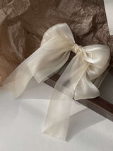 Buy SHEIN 1pc White Gauze Bowknot Hair Tie With Spring Clip For Back Head, Hairpin Hairaccessory For Women With High-Grade Feeling Cute in Pakistan