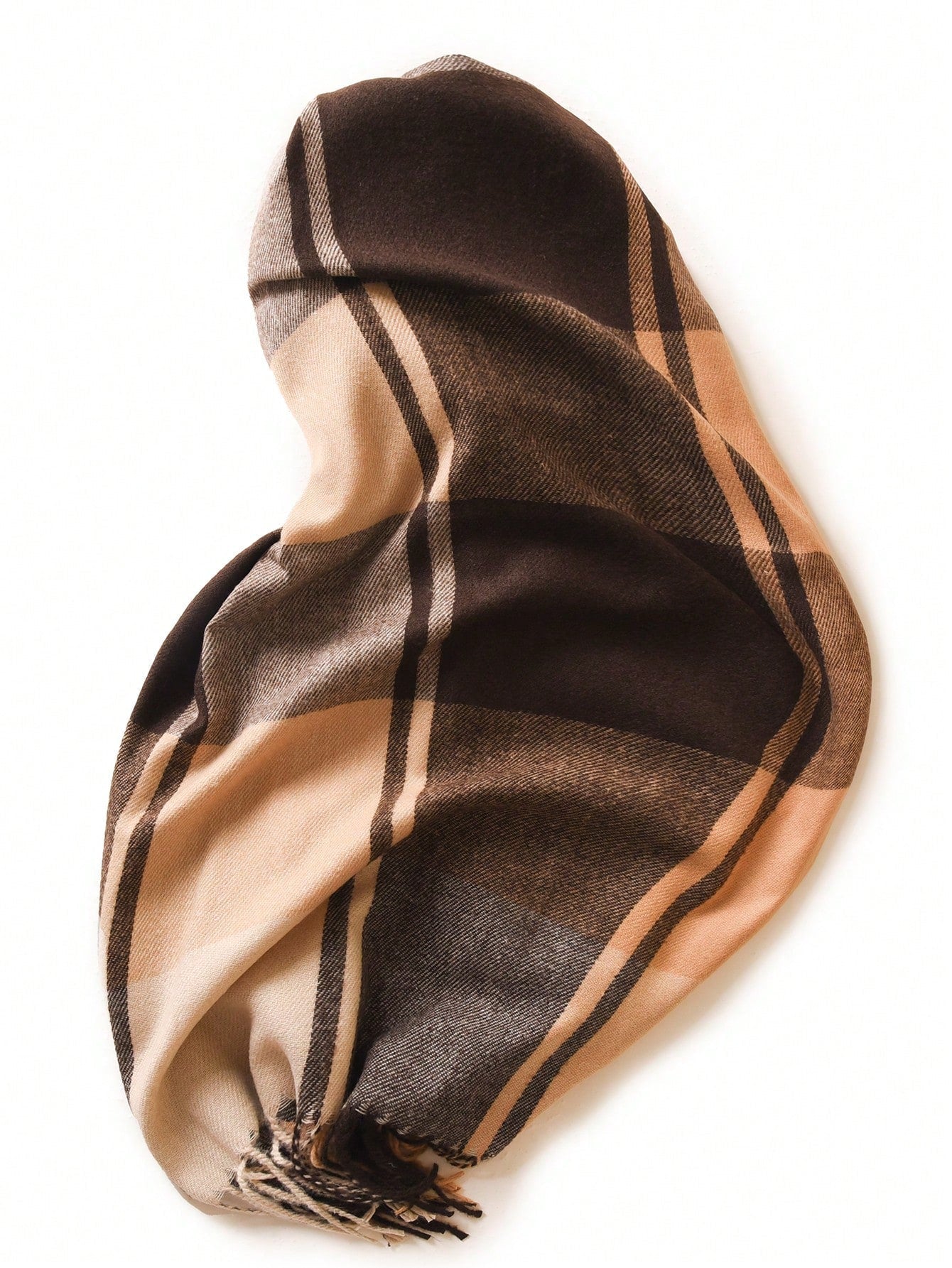 Buy SHEIN 1pc Women's Multicolor Plaid Tassel Design Faux Cashmere Warm Fashion Poncho Scarf, Plus Size Suitable For Daily Use in Pakistan