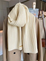 Buy SHEIN 1pc Women's Solid Color Thick Knitted Wool Scarf With Decoration, Winter Neck Warmer in Pakistan