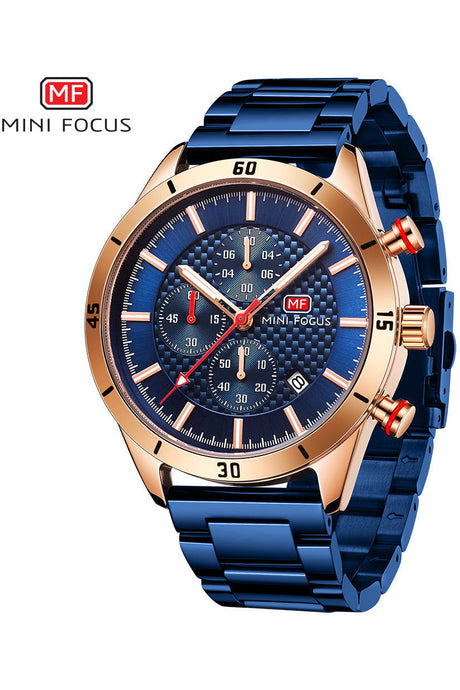 Buy Mini Focus Blue Stainless Steel Blue 44 mm Dial Quartz Gents Chronograph Watch- MF0283G-02 in Pakistan