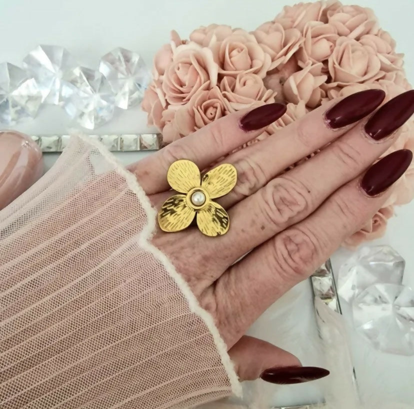 Trendy Stainless Steel Flower Ring | Women Jewelry | Rings | Brand New