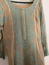 Chiffon Embroidered Kurti | Women Locally Made Formals | Small | Blue | New