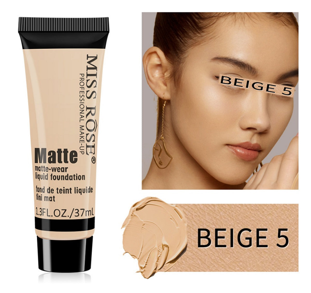 Buy Miss Rose Long Lasting Liquid Full Skin Coverage Soft Matte Foundation 37 - Ml in Pakistan