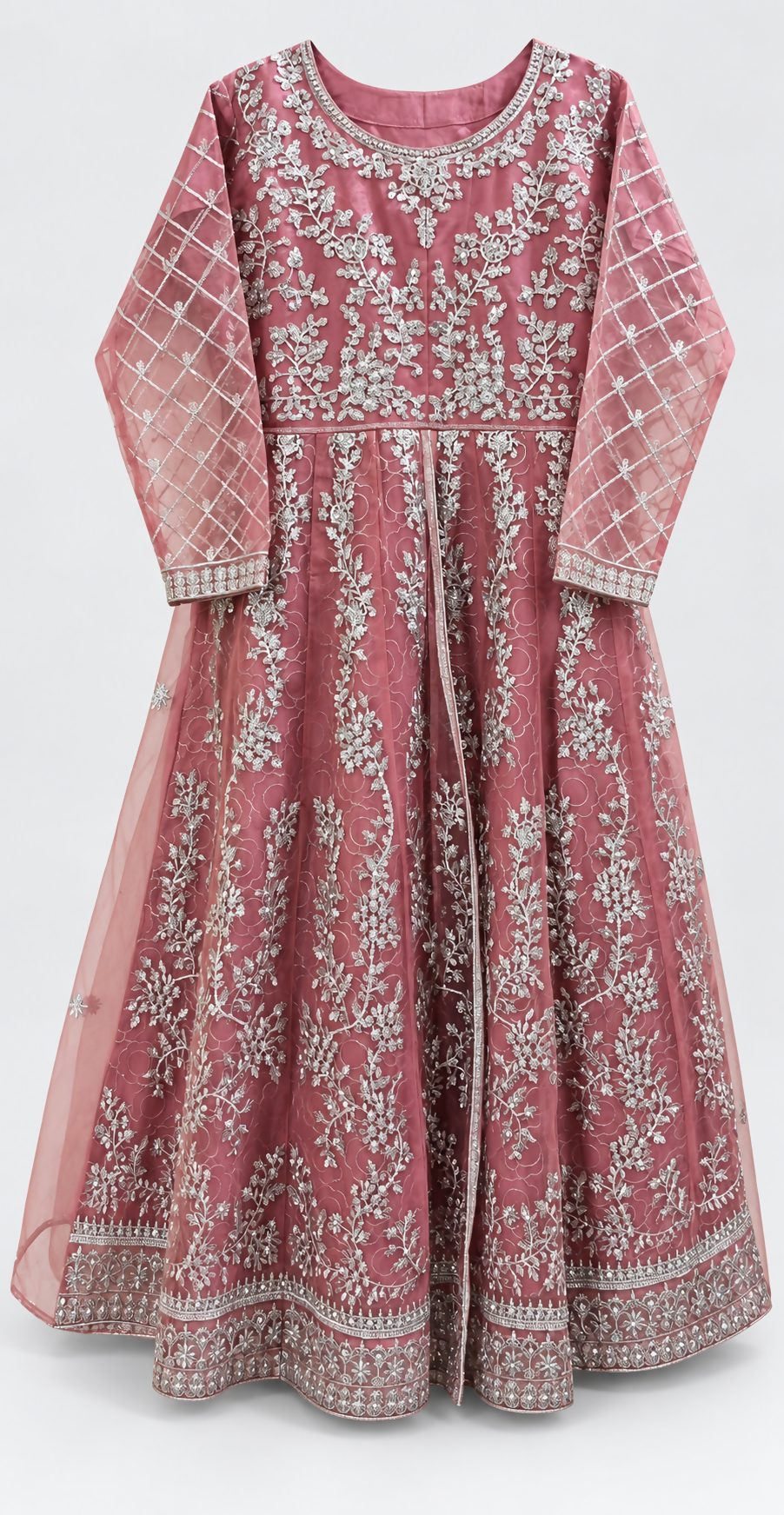 Fancy Embroidered Pink Maxi | Women Frocks & Maxis | Medium | Worn Once