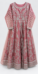 Fancy Embroidered Pink Maxi | Women Frocks & Maxis | Medium | Worn Once