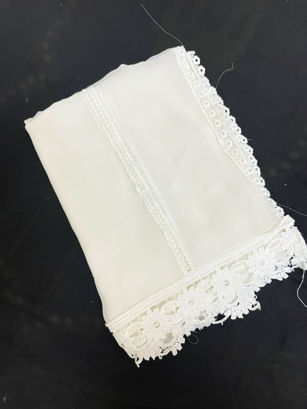 Dyeable Chiffon Lace Dupatta | Women Accessories | Duppata | Large | Brand New
