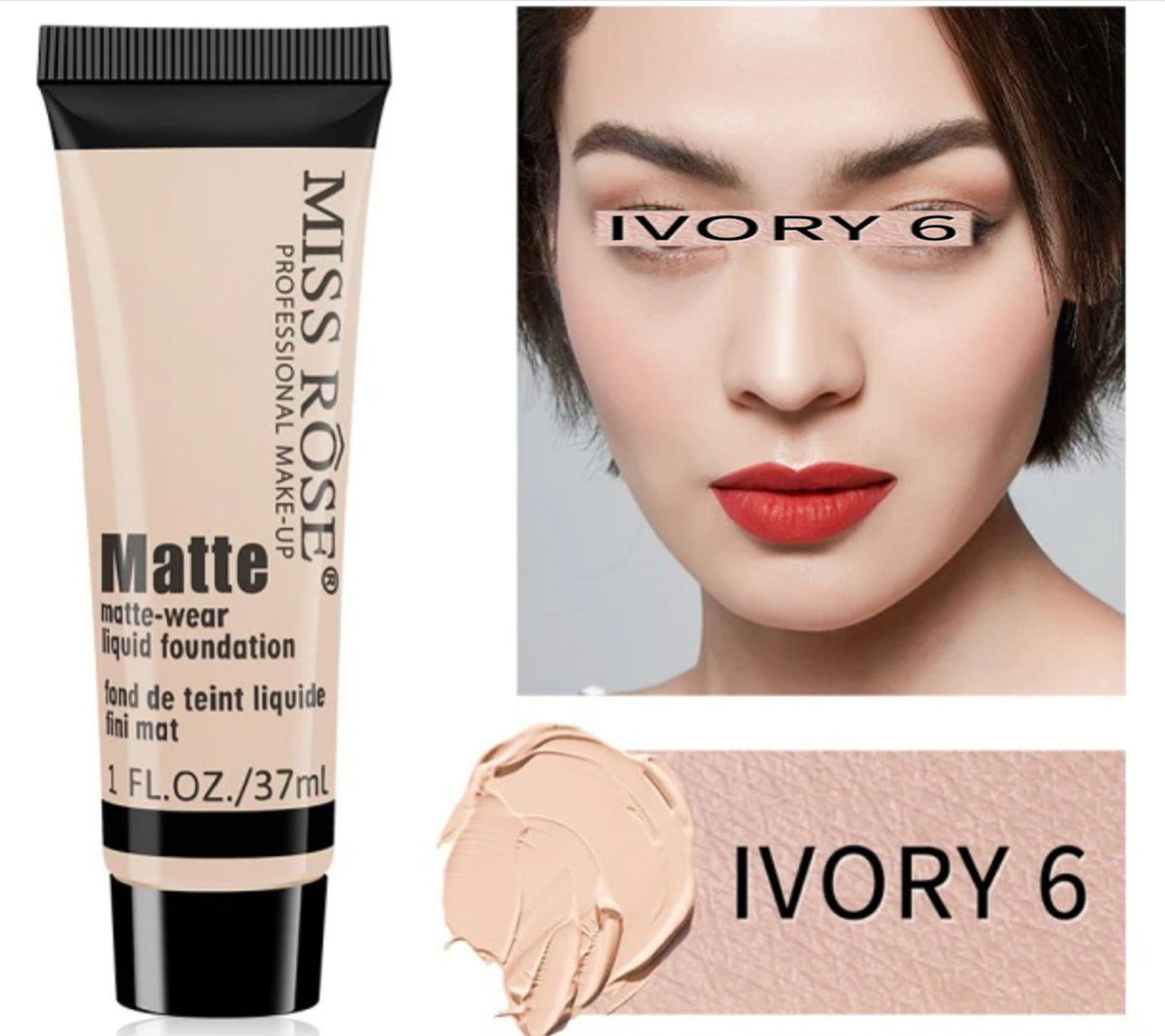 Buy Miss Rose Long Lasting Liquid Full Skin Coverage Soft Matte Foundation 37 - Ml in Pakistan