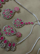Beautiful Silver with Pink Stones Set | Women Jewelry | Wedding Jewelry & Sets | Medium | Worn Once