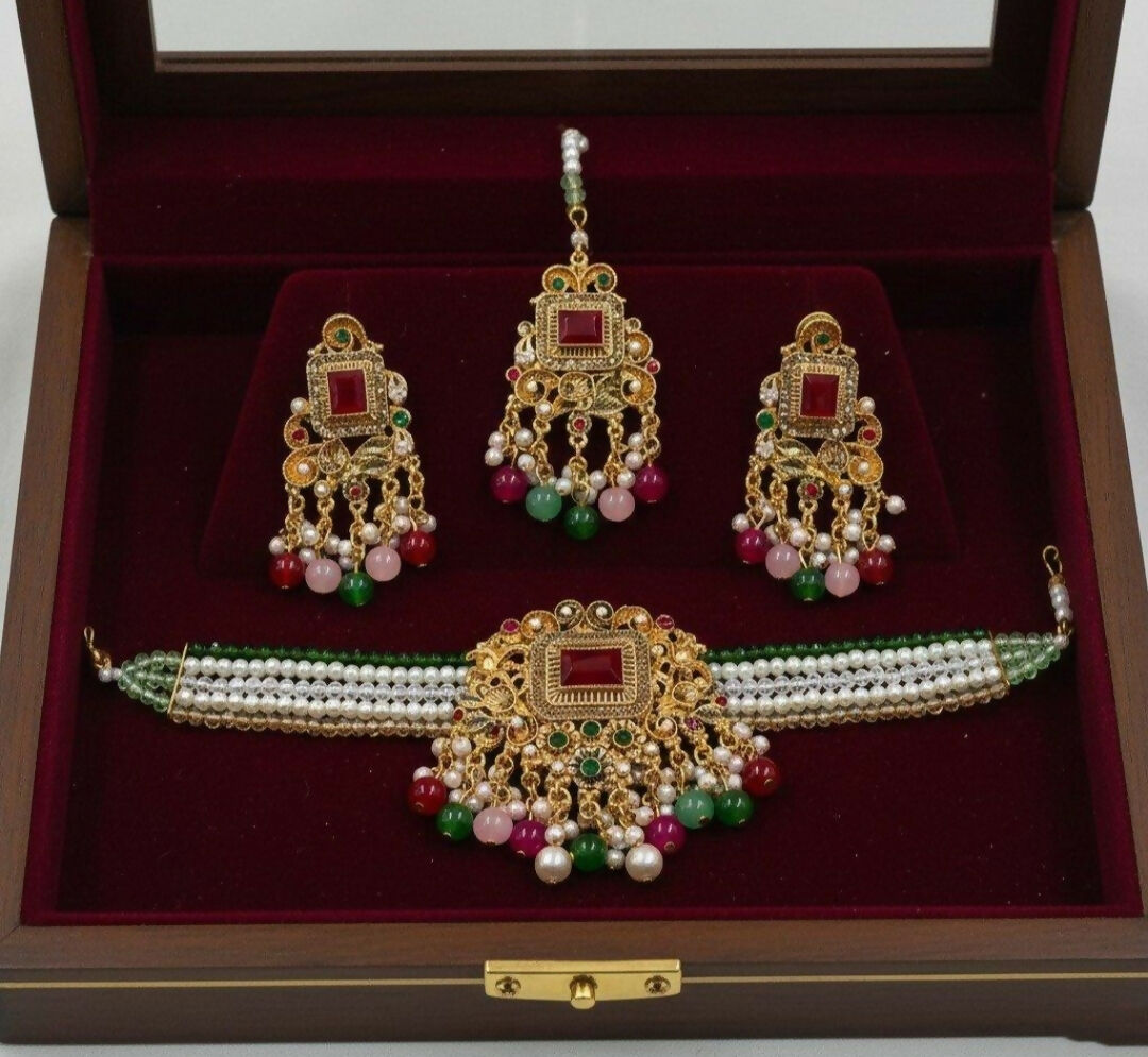 Rectangle Flower Choker Set-00264 | Women Jewelry | Wedding Jewelry & Sets | Brand New