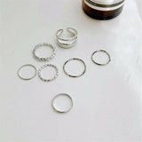 Silver Rings Set (7 Pcs) | Women Jewerly | Rings | Silver | Size: 8 | Brand New