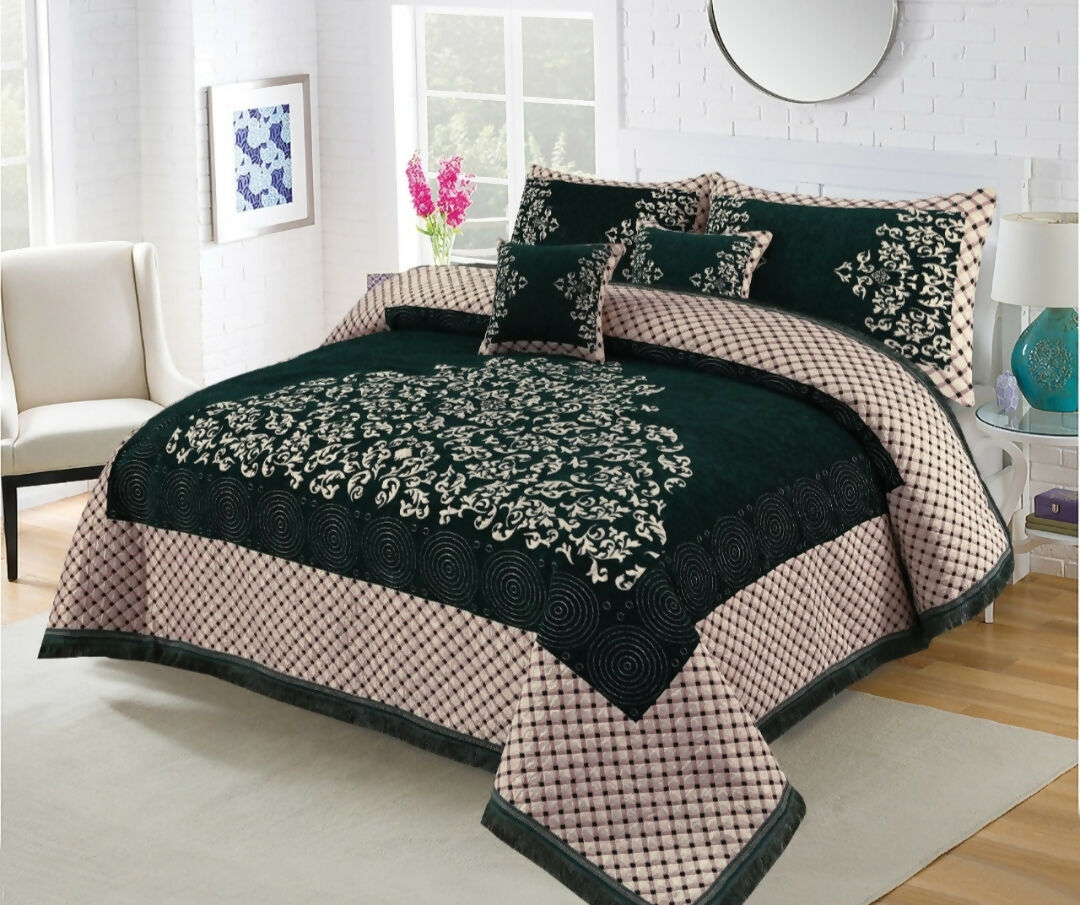 5 PC Turkish Style Velvet Jacquard Bedsheet | Home Decor |Bedsheets & Bedding | Brand New