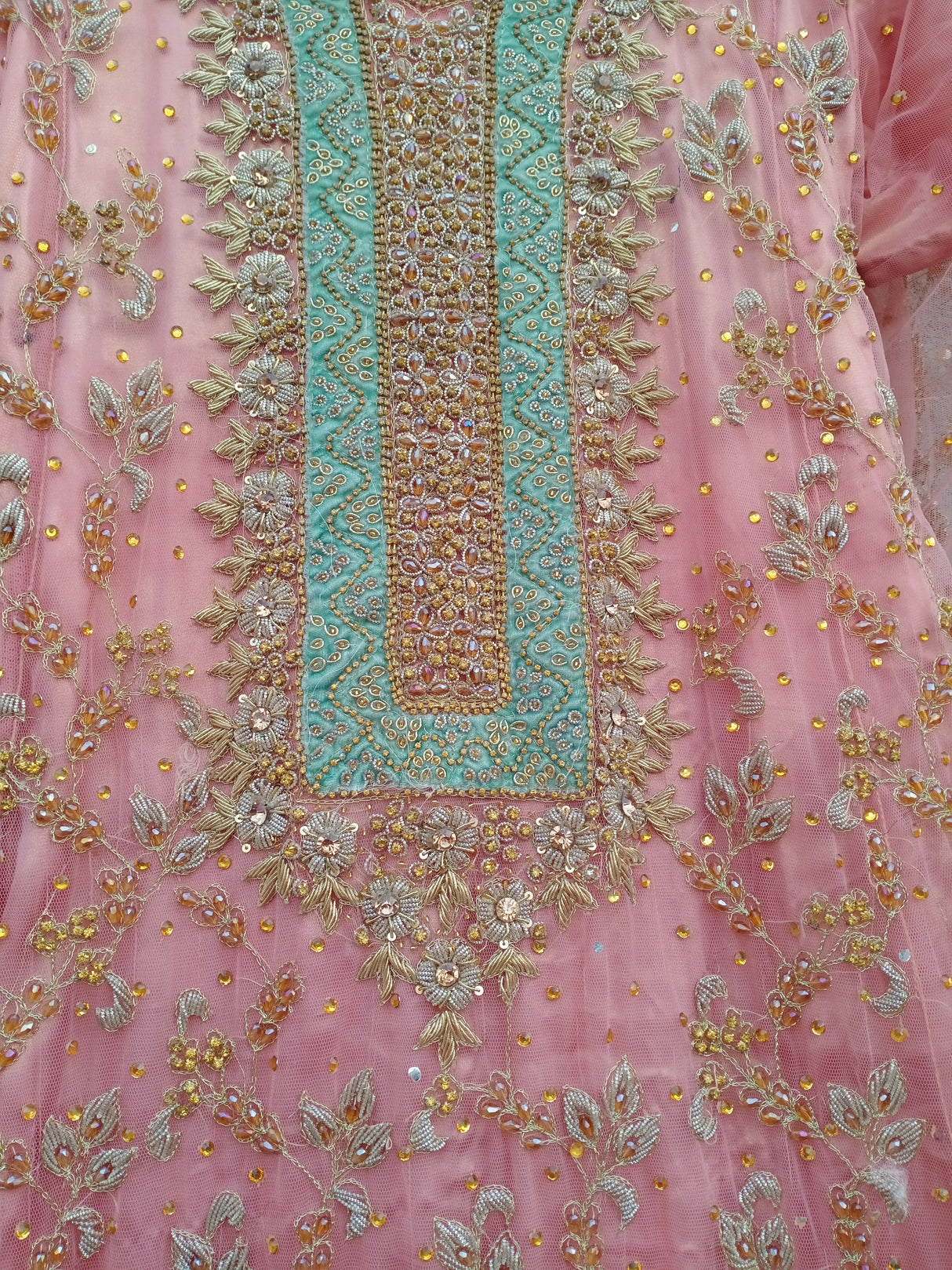 Tea Pink Net Maxi | Women Bridals | Valima/Reception | Medium | Worn Once