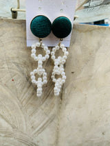 Green & white beats Earrings | Women Jewelry | Small | New