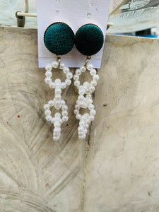 Green & white beats Earrings | Women Jewellery | Small | New